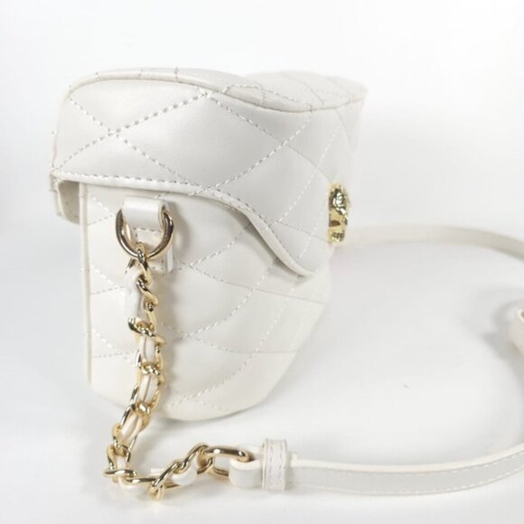 NWT BETSEY JOHNSON XOVIOLA WHITE Skull Faux Leather Quilted Geometric Crossbody - Picture 5 of 16